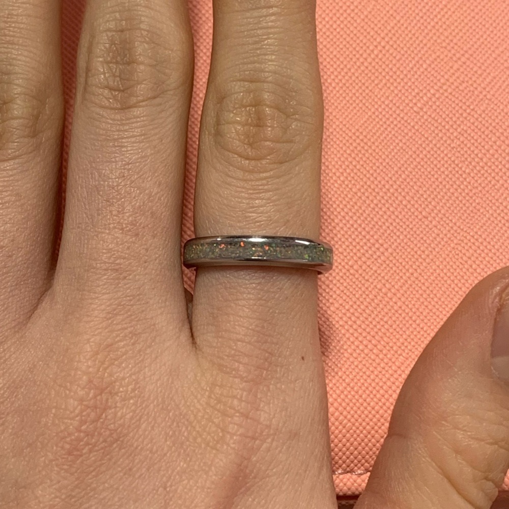 Opal inlay ring - size 6.5
